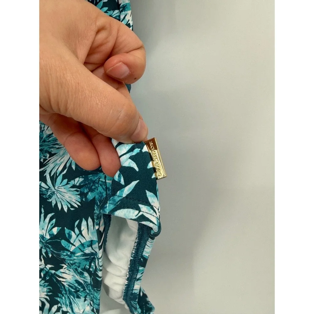 MICHAEL KORS One Piece Swimsuit 440 Turquoise Floral Print‎ Size 14 MRSP $118